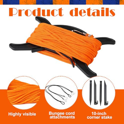 Woanger 30 x 60 ft Volleyball Boundary Rope Set Beach Volleyball Lines with 4 Square for Sports Beach Ball Grass Setup