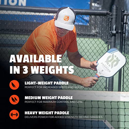 Onix Evoke Premier Professional Tournament Pickleball Paddle Composite Face Impact Paddle Shape - color: Blue - Evoke Premier, size: Medium, style: 14mm