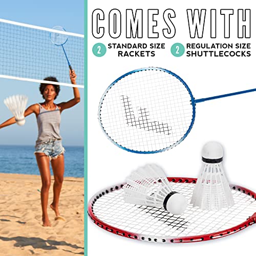Franklin Sports Badminton Racket + Birdie Set - Replacement Badminton Equipment for Kids + Adults - 2 Player - 4 Player Badminton Racket Sets - color: Red and Blue, style: 2 Player