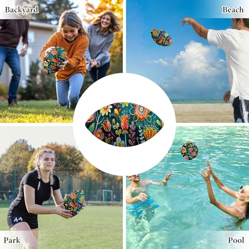 American Football, Official Size 11.9 x 7.3 Inch, Premium Composite Leather High-Grip Ball with Pro-Style Lacing, Unique Prints for Training, Games & Gifts - color: Art Paintings Flowers