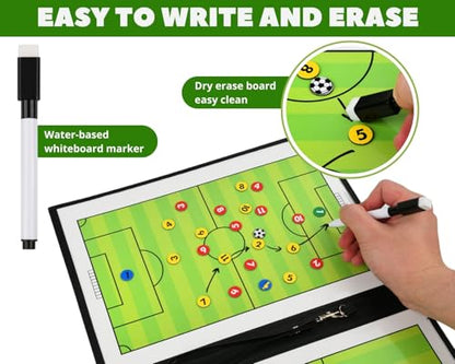 Magnetic Soccer Coaching Board Tactical Clipboard Kit with Dry Erase Portable Strategy Coach Board