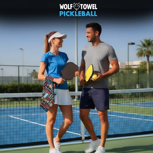 Wolf Golf Towels Pickleball Towel | Pickleball Gifts | Paddles, Balls and Phrases | Sport Towel | Retirement Gift - color: Phrase Collage