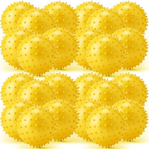 Jerify Knobby Balls Bouncy Spiky Sensory Ball Bulk Soft Inflatable Massage Stress Plastic Toy for School Party Play Indoor Outdoor - color: Yellow, size: 4.72"