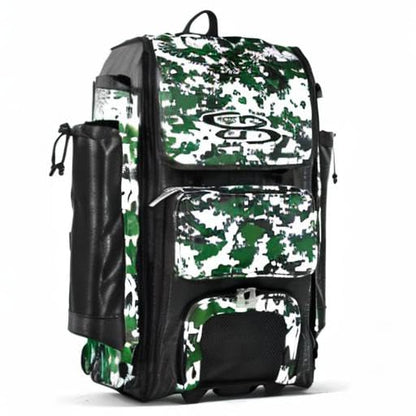 Boombah Catchers Superpack Hybrid Rolling Digital Camo Bat Bag - Multiple Colors - Wheeled & Backpack Version - color: Black/Dark Green