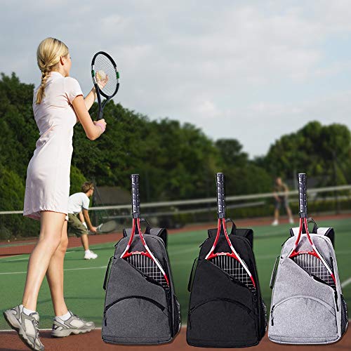 QCWN 2 Raquet Tennis Bag,Tennis Bags For Men Women,Tennis Backpack,Durable Tennis Bookbag,Tennis Pickleball Bag,Tennis Bag Waterproof,Raquet Carrier for Balls, Pickleball Paddles, Badminton Rackets - color: Black