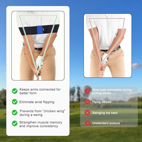 Golf Training Kit with Arm Band & Wrist Strap, Golf Swing Training Aid to Correct Wrist Angle and Develop Muscle Memory for Beginner Golfers