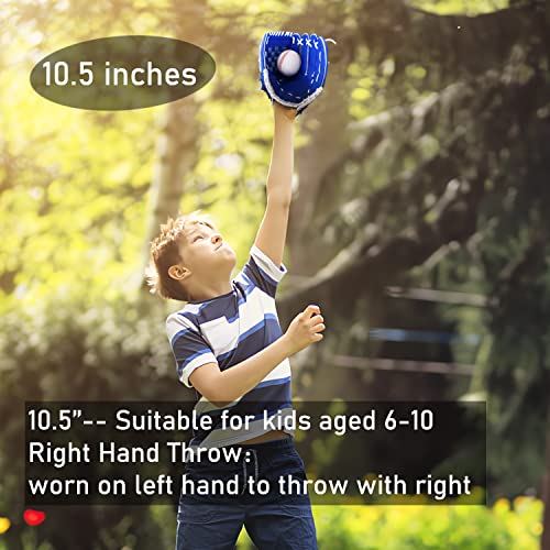 Senston Kids Youth Adult Baseball Glove, 10.5'' Softball Mitt, Left/Right Hand Throw with Ball - color: Blue