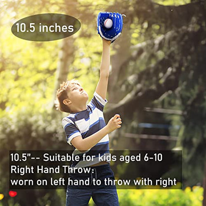 Senston Kids Youth Adult Baseball Glove, 10.5'' Softball Mitt, Left/Right Hand Throw with Ball - color: Blue