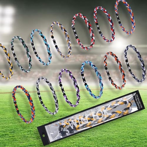 Willtok Premium 18inch Baseball Necklace w/Nylon Tri-Braided Rope Tornado Design - color: Lime Blue Black