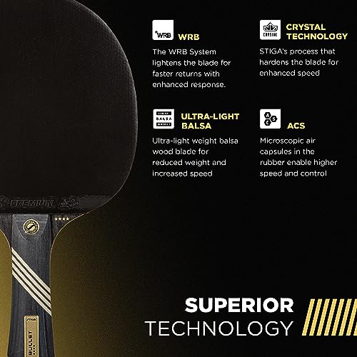 STIGA Bullet Ping Pong Paddle – 5-ply Extra Light Blade – 2mm Premium Sponge – Flared Handle for Masterful Grip – Performance Table Tennis Racket for Competitive Play