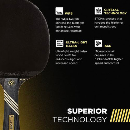 STIGA Bullet Ping Pong Paddle – 5-ply Extra Light Blade – 2mm Premium Sponge – Flared Handle for Masterful Grip – Performance Table Tennis Racket for Competitive Play