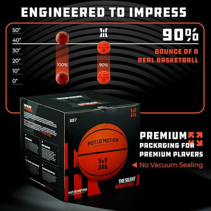 Silent Basketball Size 7 (29.5”) – Next-Gen Foam Indoor Basketball w/Advanced Durability, Deep Grooves & High Bounce | Airless Training Foam Ball | Soft & Quiet for Pros, Kids & Toddlers