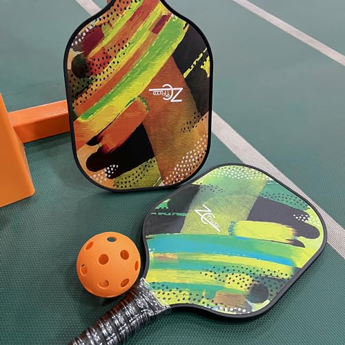 Pickleball Paddles, Pickleball Paddles Set of 2/4, Fiberglass/Carbon Fiber Pickleball Set with Pickleball Balls, Pickleball Bag, Portable Pickleball Net Systerm, Grip Tapes, Pickleball Rackets - style: Pickleball-4P6B Fiberglass Face