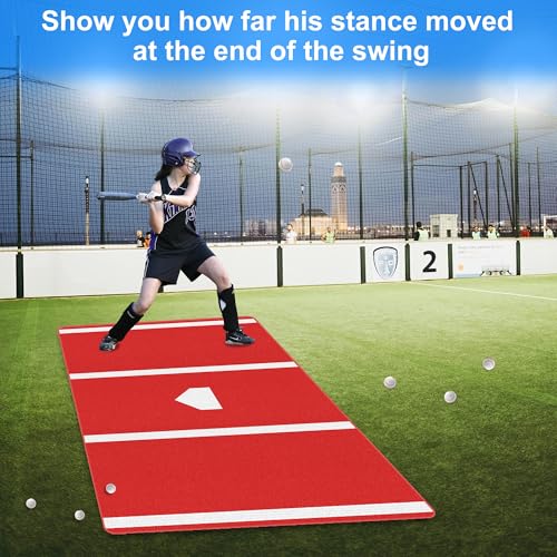 Baseball Hitting Mat, Batting Batting Mat for Hitting Batting Cage Softball Batter Stance Training Mat to Improve Batting Posture Baseball Mats Indoor/Outdoor - size: 9.8' x 3.8'