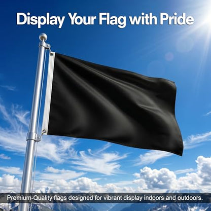 DMSE Solid Black Flag, 3x5 Flag, UV Resistant, Fade Resistant Material with Metal Grommets (3ft x 5ft), (Nylon), (Black) - color: Black, size: Nylon (3 x 5 ft)