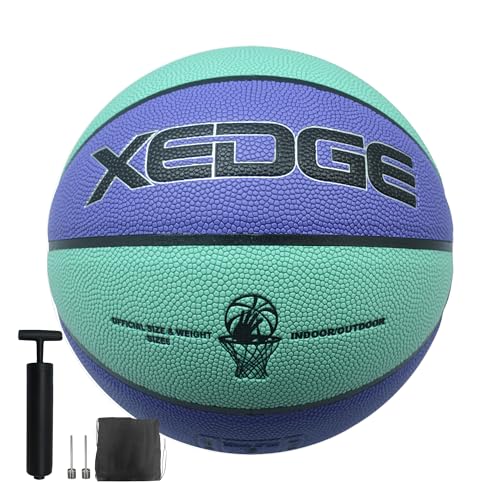 XEDGE Basketball 28.5” Size 6 Indoor Outdoor Leather Basketball Set - color: Purple