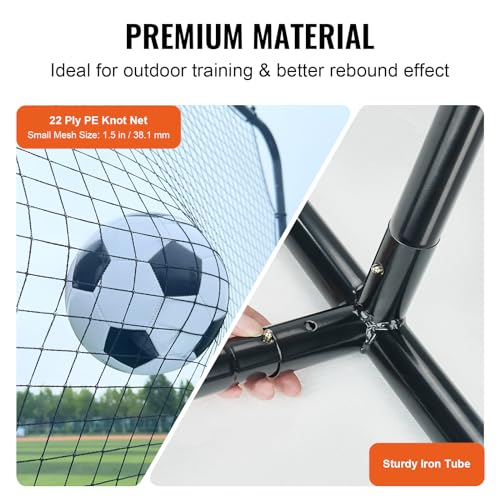 VEVOR Soccer Rebound Trainer, Iron Soccer Training Equipment, Sports Football Rebounder Wall, Double-Sided Rebounding Net, Easy Assembly, Perfect for Backyard Practicing, Solo Training, Passing - size: 12x6FT