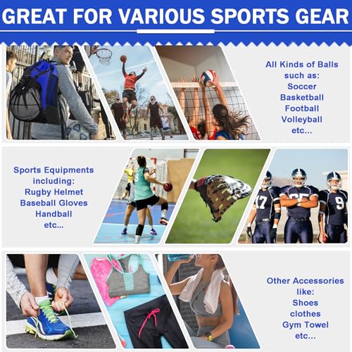 KAEGREEL Drawstring Soccer Bag Basketball Backpack for Kids Teens, Foldable Sports Bags Detachable Ball Mesh Bag for Gym Yoga Football Baseball - color: Blue