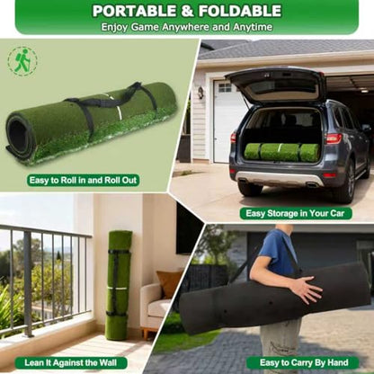 Golf Hitting Mat,Golf Mat for Practice Indoor/Outdoor, High-Elasticity Artificial Turf Mat, Portable Golf Swing Training Mat for Garage Simulator Chipping Driving Training - size: 5x4FT-22MM, style: 5x4ft Golf Dual Mat