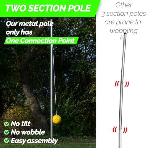 STERLING Sports Premium Tetherball Set Heavy Duty Tether Ball, Rope and Pole Set, 10-1/2' Tall for Outdoor Backyard
