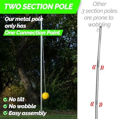 STERLING Sports Premium Tetherball Set Heavy Duty Tether Ball, Rope and Pole Set, 10-1/2' Tall for Outdoor Backyard