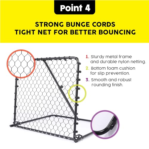 Advanced Soccer Rebounder Bounce Back Net with 16 Angle Adjustments - Durable and Versatile Sports Netting Board for Training and Matches