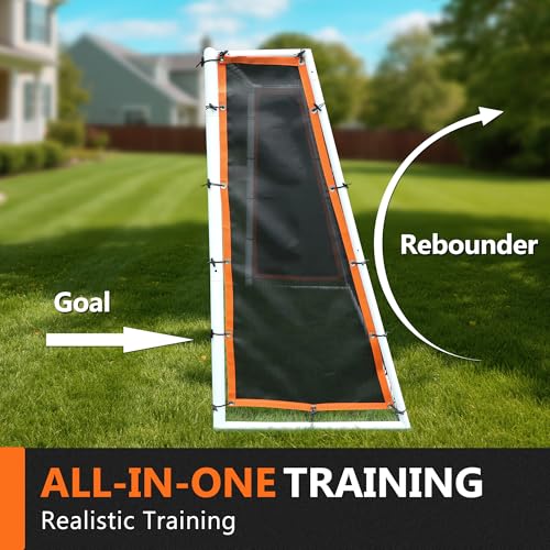 Aluminum Soccer Rebounder Net 7x5 Soccer Goals Rebounder Kid Board Big Bounce Back Wall Full Size Heavy Duty Large Practice Professional Training Kit Equipment Soccer Net Backyard Portable Youth 7*5ft