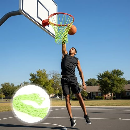 Nightlight Basketball Net, Luminous Outdoor Portable Sun Powered Sport Nylon for Pool Beach Backyard, Anti Whip