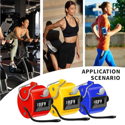 Handheld Clicker Counters - Golf Digital 4-Digit Baseball Finger Click Mechanical Tally Counter with 3pcs Lanyard for Sports Events Coaching Counting