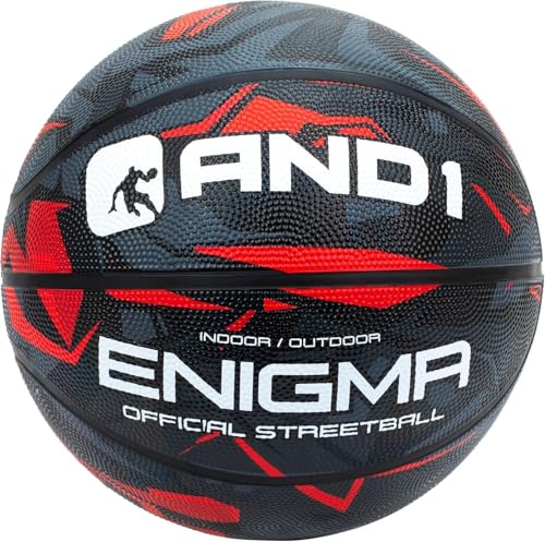 AND1 Enigma Basketball - Streetball for Indoor and Outdoor Use, Deep Channel Construction and Durability - color: Red/Black, size: 29.5 No Pump