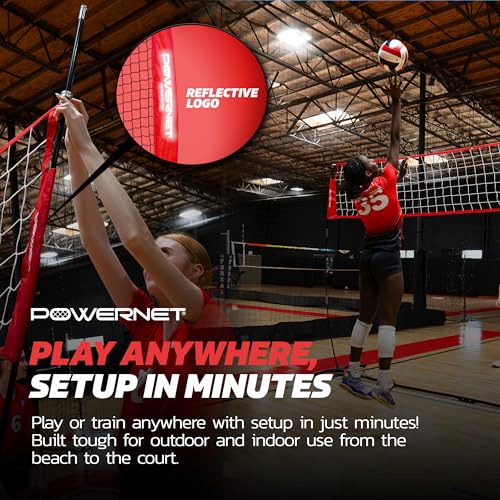 PowerNet Portable Volleyball Net for Backyard Training, Indoor Outdoor Volleyball Practice Equipment, Great for Hitting Serving Drills Small Scrimmage or 1 On 1 Game - size: 20-Foot