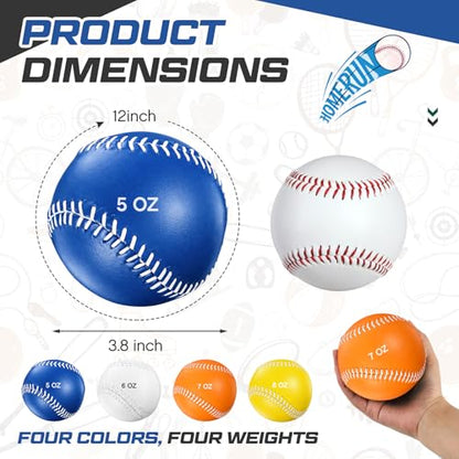 Arrowbash Weighted Softball Training Softballs Set Weighted Balls Bulk for Softball with Drawstring Bag - color: Blue,White,Orange,Yellow