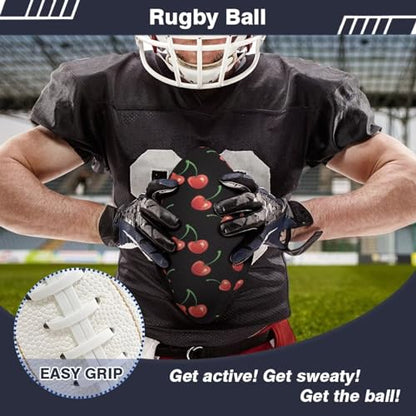 SYtrade Recreational Football Game Footballs PU Composite Leather Footballs for Training Indoor Outdoor - color: Red Cherry Black