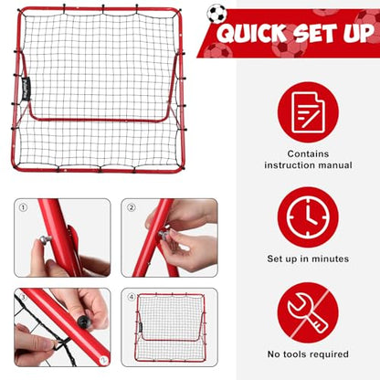 Kids Soccer Goals for Backyard - Pop Up Training Soccer Goals- Easy Set up Rebounder Gifts & Equipment for Kids and Youth， Switch Angle Soccer Training for Control, Passing Practice