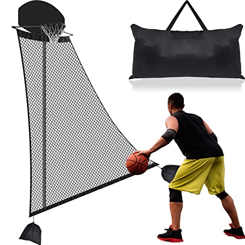WinnerWhy Basketball Rebounder 120 x 108 x 60 Inch Heavy Duty Basketball Return System Basketball Return Attachment for Hoops Black Training Basketball Rebounder Net for Shooting Practice Hoop Outdoor