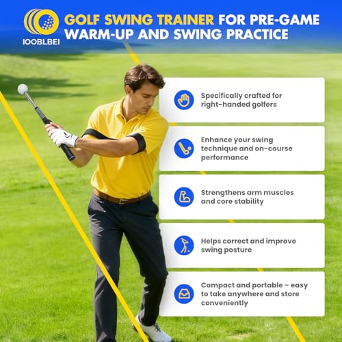 Retractable Golf Swing Trainer, Golf Training Aid & Golf Grip Trainer for Right-Handed Golfer, Strength & Tempo Stick Training, Telescopic Club for Beginners Chipping Hitting Practice