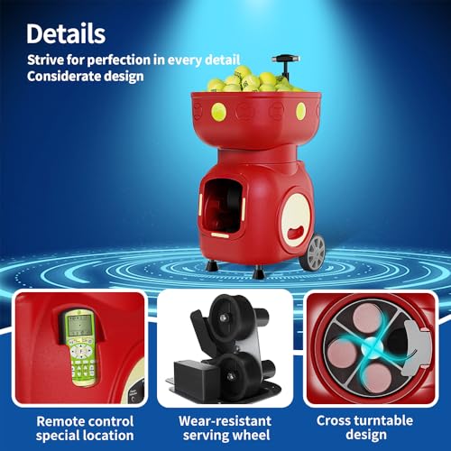 Tennis Ball Machine Automatic Portable Tennis Ball Launcher, App-Controlled - Pre-Programmed and Custom Drills, 120-Ball Capacity,Lightweight Design – for Beginners to Intermediate Players