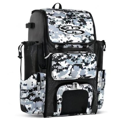 Boombah Superpack Bat Pack - Backpack Version (no wheels) - Holds 4 Bats - Camo Series - Multiple Color Options - color: Black/Gray