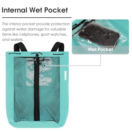 WANDF Swim Bag Mesh Drawstring Backpack Beach Backpack for Swimming, Gym, and Workout Gear - color: Mint Green