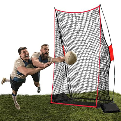 Football Kicking Net Throwing Target - 4x7FT Heavy Duty Iron Base for Backyard Practice Portable Quarterback Training for Youth with Sandbags