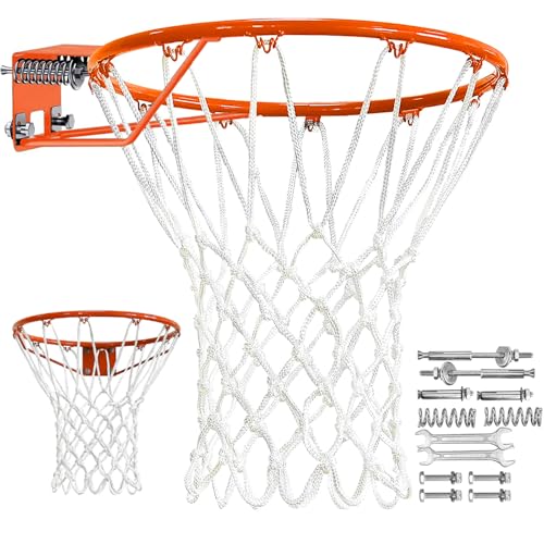 Pro Basketball Rim & White Heavy-Duty Net Combo – Wall Mount & All-Weather Use
