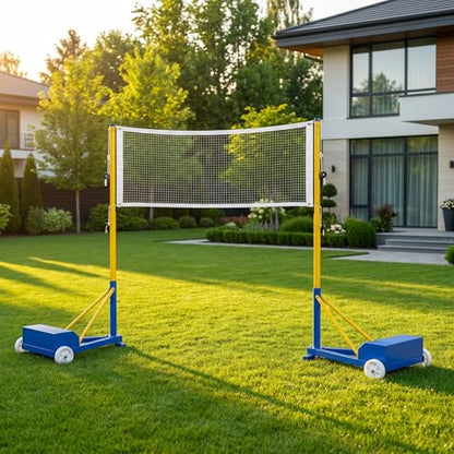 Heavy-Duty 2-in-1 Badminton & Volleyball Net Set with Movable Frame and Wheels - Perfect for Outdoor Backyard Sports