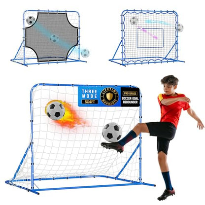 Soccer Baseball Rebounder Net, Soccer Goal Net, Volleyball Softball Rebound Pitchback Net Quick-Switch Angle Training for Control, Passing Practice, Bounce Back Rebounder Goals Gifts Trainer Equipment - size: 5FTx4FT