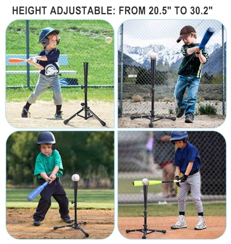 Baseball Tee for Kids,Batting Tee,Softball Tee,tee Stand, Youth Hitting Tee,Teeball Tee,Travel Tee,Easy Adjustable Height 20.5-30.2inch - color: Black