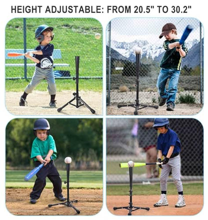 Baseball Tee for Kids,Batting Tee,Softball Tee,tee Stand, Youth Hitting Tee,Teeball Tee,Travel Tee,Easy Adjustable Height 20.5-30.2inch - color: Black