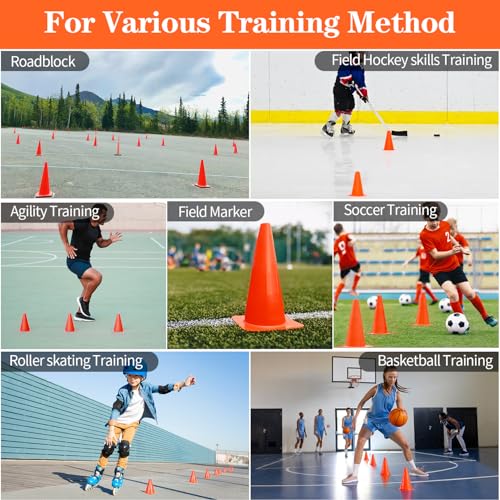 PXZBLG 12/24/50pcs Soccer Cones, 7" Soccer Cones, Plastic Traffic Cones, Training Cones for Basketball Football Skating Drills Practice - color: Red, size: 7", 50pcs