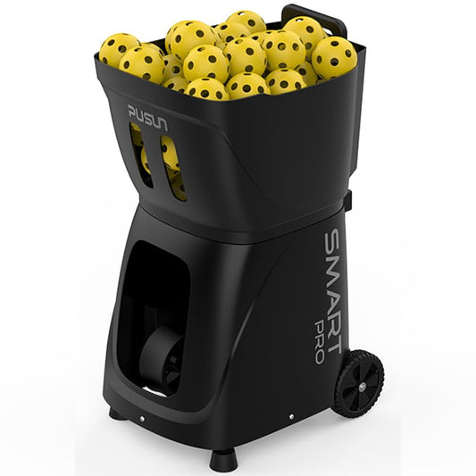 Pickleball Machine-PUSUN Launcher for Professional Training | App& Remote Control | Speed, Angle, Rotation Adjustment | Large Capacity (85+ Balls) | 4-6 Hour Battery Life | Self-Programming - color: Black