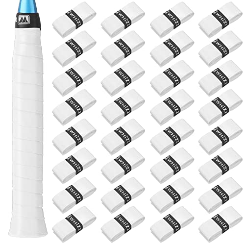Jerify 24 Pieces Tennis Racket Grip Tape, Precut Tennis Overgrips Tape Badminton Racket Grips with Velvety Comfort for Anti Slip and Absorbent Grip - color: White