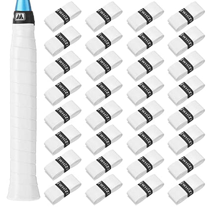 Jerify 24 Pieces Tennis Racket Grip Tape, Precut Tennis Overgrips Tape Badminton Racket Grips with Velvety Comfort for Anti Slip and Absorbent Grip - color: White