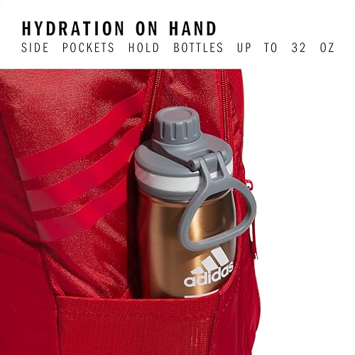adidas Stadium 4 Soccer Backpack – Team Sports Bag with Ball Pocket, 36L - color: Power Red 2/White